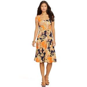 Ralph Lauren Orange Paisley Short Sleeve Dress